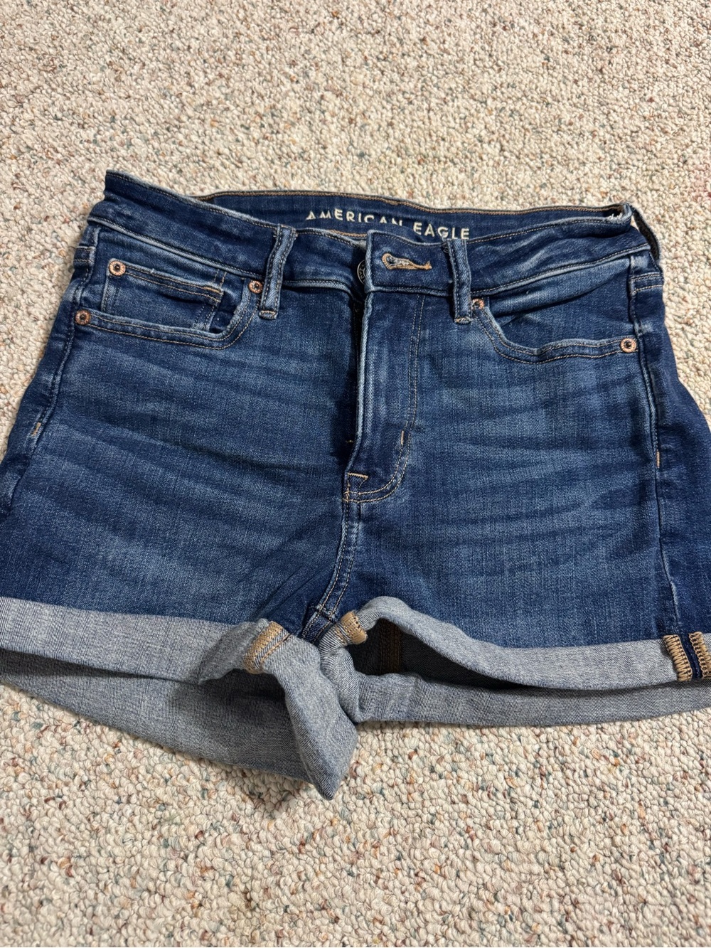 American Eagle Indigo Denim Shorts with Contrasting Stitch